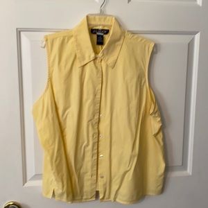 JG Hook yellow sleeveless button front blouse